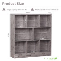 Leyaoyao 8 Cube Bookshelf With Base 3 Tier Midcentury Modern Grey Bookcase Standing Wide Bookshelves Storage Organizer Shelf Ru