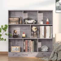 Leyaoyao 8 Cube Bookshelf With Base 3 Tier Midcentury Modern Grey Bookcase Standing Wide Bookshelves Storage Organizer Shelf Ru