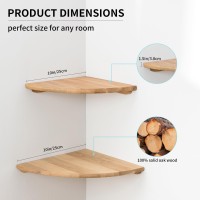 Corner Shelves Floating Corner Shelf Set Of 2 10Inch Solid Oak Wood Corner Wall Shelves Round End Wall Mount Display Shelf Wi