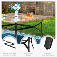 Sophia William 60 Large Outdoor Patio Table For 8 Outdoor Square Metal Dining Table With 19 Adjustable Umbrella Hole Al