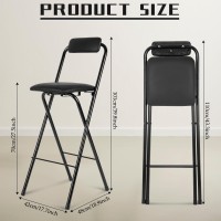 Thyle Folding Bar Stool With Backrest Leather Padded Counter Height Foldable Stool Portable Folding Stool Tall Bar Stools For