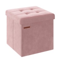 Songmics Storage Ottoman Foldable Small Ottoman Foot Rest 15 Inches Foot Stool Cube Ottoman With Storage Load Up To 660 Lb