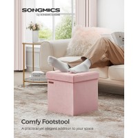 Songmics Storage Ottoman Foldable Small Ottoman Foot Rest 15 Inches Foot Stool Cube Ottoman With Storage Load Up To 660 Lb