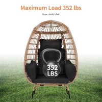 Paylesshere Egg Chair Egg Basket Rattan Chair Steel Frame Oversized Indoor Outdoor Lounger Simple Installation With 4 Comfort Cu