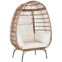 Egg Chair Egg Basket Lounge Chair Rattan Chair Steel Frame Oversized Indoor Outdoor Lounger Simple Installation With 4 Comfort C