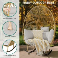 Yitahome Wicker Egg Chair Outdoor Patio Egg Chair Rocking Egg Chair For Outside Grey