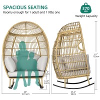 Yitahome Wicker Egg Chair Outdoor Patio Egg Chair Rocking Egg Chair For Outside Grey