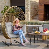 Yitahome Wicker Egg Chair Outdoor Patio Egg Chair Rocking Egg Chair For Outside Grey