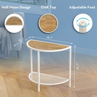 Saygoer Night Stand Small End Tables Half Round Moon Side Tables For Living Bed Room 2 Tier Couch Tables With White Metal Storag