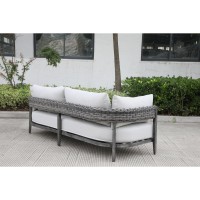 Outdoor Wicker Sofa With Cushion With Side Pillows, Aluminum Frame(D0102H5L5Yx)