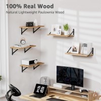 Cocoya Wall Shelves 73 Deep Set Of 4 Solid Paulownia Wood Wider Longer Sturdy Easy To Install Wall Mounted Bookshelves Stora