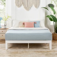 Mellow Naturalista Classic 12 Inch Solid Wood Platform Bed With Wooden Slats King White