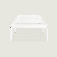 Best Price Mattress 18 Inch Metal Platform Bed Frame Heavy Duty Steel Slats White Twin