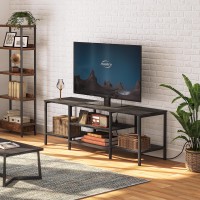 Hoobro Tv Stand With Power Outlets To 75 Inches Tv Console Table With Open Storage Shelves Cabinet Industrial Media Entertainm