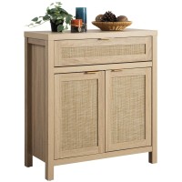 Sicotas Sideboard Buffet Storage Cabinet Rattan Accent Cabinet With Doors And Drawer Boho Credenzas Buffet Table Console Coffe