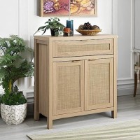 Sicotas Sideboard Buffet Storage Cabinet Rattan Accent Cabinet With Doors And Drawer Boho Credenzas Buffet Table Console Coffe