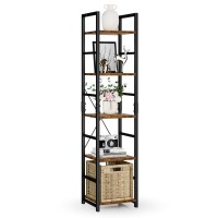 Numenn 5 Tier Slim Bookshelf Tall Bookcase Shelf Storage Organizer Modern Book Shelf For Bedroom Living Room And Home Office