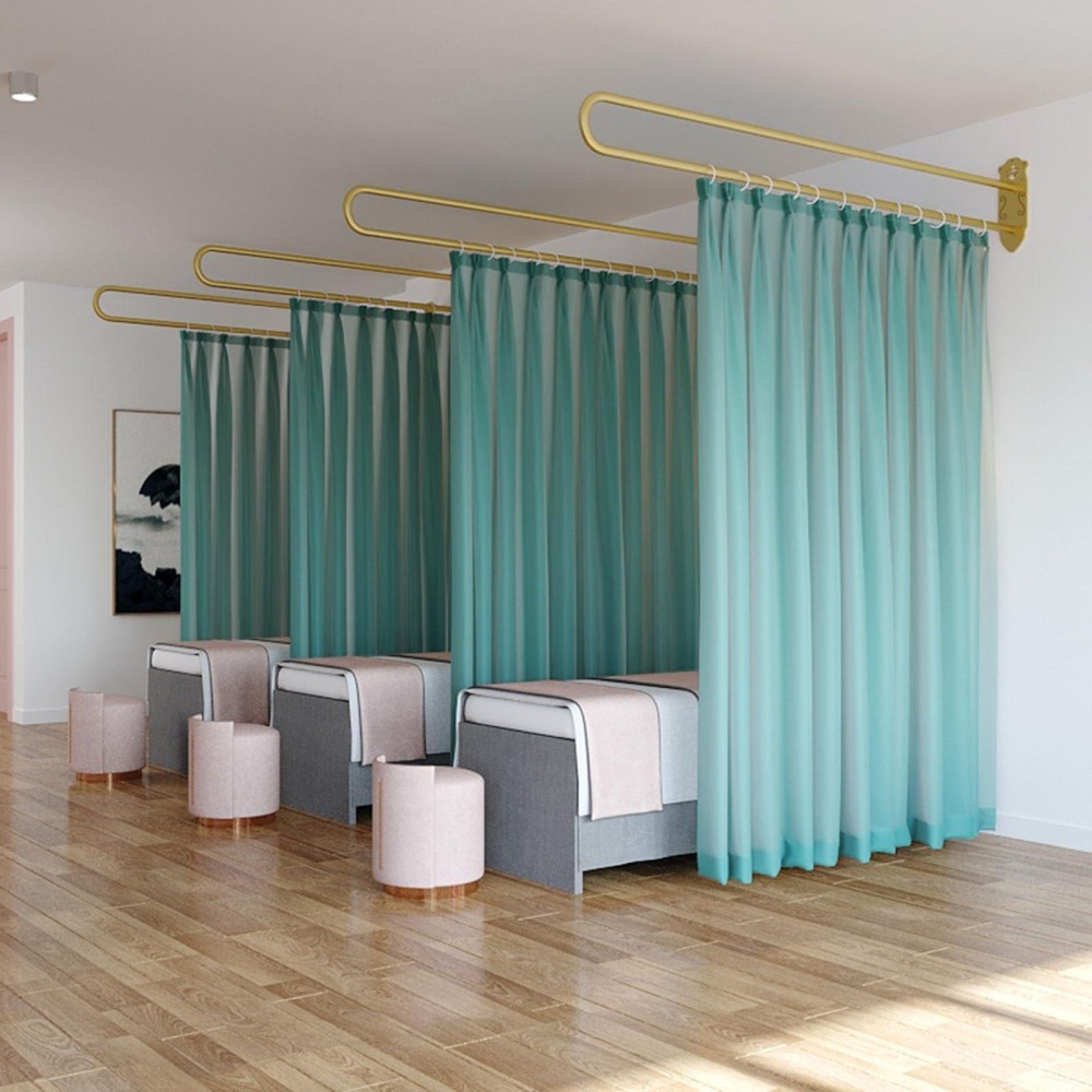 Wall Divider For Room Separation, Set Of 1 Tall Beauty Salon Partitions Privacy Screen Temporary Panels Curtain With 2M Support Bars Poles, Changing Room Bedroom Separator Space (Color : Pole+B Curta