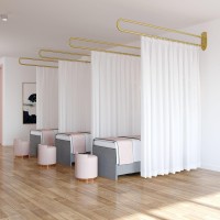 Wall Divider For Room Separation, Set Of 1 Tall Beauty Salon Partitions Privacy Screen Temporary Panels Curtain With 2M Support Bars Poles, Changing Room Bedroom Separator Space (Color : Pole+A Curta