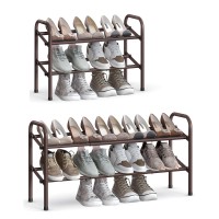 Songmics Expandable Shoe Rack 2 Tier Shoe Rack Shelf Adjustable Shoe Organizer Storage For 15 Pairs Of Shoes Metal Free Stand