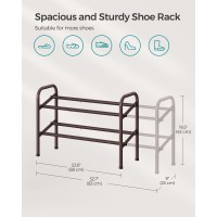 Songmics Expandable Shoe Rack 2 Tier Shoe Rack Shelf Adjustable Shoe Organizer Storage For 15 Pairs Of Shoes Metal Free Stand