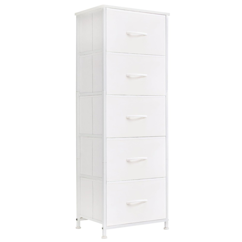 Somdot Tall Dresser For Bedroom 5 Drawer Storage Organizer Chest Of Drawers With Removable Fabric Bins For Living Room Closet B