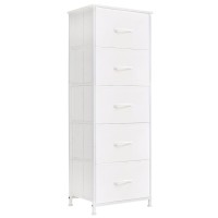 Somdot Tall Dresser For Bedroom 5 Drawer Storage Organizer Chest Of Drawers With Removable Fabric Bins For Living Room Closet B