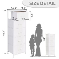 Somdot Tall Dresser For Bedroom 5 Drawer Storage Organizer Chest Of Drawers With Removable Fabric Bins For Living Room Closet B