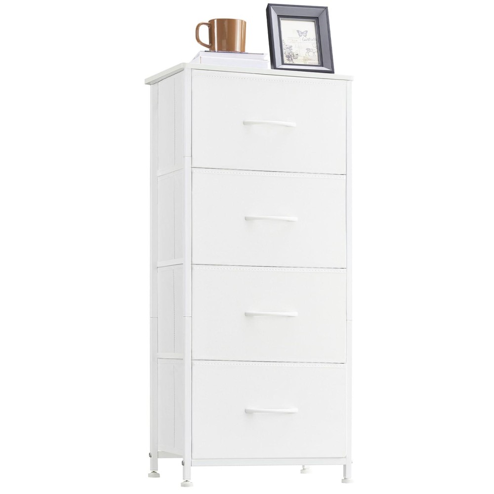 Somdot Tall Dresser For Bedroom 4 Drawer Storage Organizer Chest Of Drawers With Removable Fabric Bins For Living Room Closet B