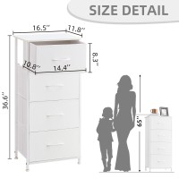 Somdot Tall Dresser For Bedroom 4 Drawer Storage Organizer Chest Of Drawers With Removable Fabric Bins For Living Room Closet B