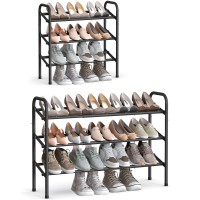 Songmics Expandable Shoe Rack 3 Tier Shoe Rack Shelf Adjustable Shoe Organizer Storage For 20 Pairs Of Shoes Metal Free Stand