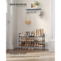 Songmics Expandable Shoe Rack 3 Tier Shoe Rack Shelf Adjustable Shoe Organizer Storage For 20 Pairs Of Shoes Metal Free Stand