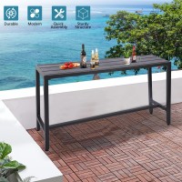 Sumshadow Outdoor Bar Table Patio Console Pub Height Table With Powder Coated Steel Frame Weather Resistant Waterproof Top For