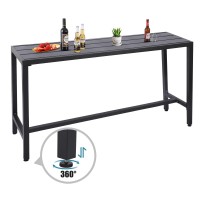 Sumshadow Outdoor Bar Table Patio Console Pub Height Table With Powder Coated Steel Frame Weather Resistant Waterproof Top For