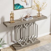 Tribesigns 55 Inches Console Table, Farmhouse Entryway Hallway Table With Geometric Metal Legs, Retro Vintage Foyer Table Accent Table For Entrance, Living Room