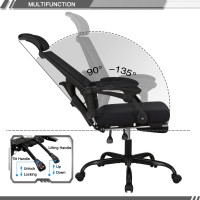 Qulomvs Mesh Ergonomic Office Chair With Footrest Home Office Desk Chair With Headrest And Backrest 90135 Adjustable Computer E