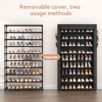 Lanteful Shoe Rack With Covers 10 Tiers Tall Shoe Rack Organizer Large Capacity Shoe Shelf Storage 40 Pairs Space Saving Verti