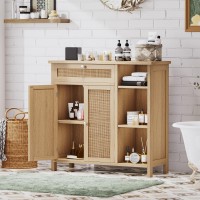 Irontar Bathroom Cabinet With Rattan Doors Bathroom Floor Cabinet With Open Storage Adjustable Shelf Coffee Bar With Drawer