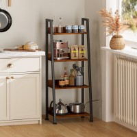 Furologee 4Tier Ladder Shelf Ladder Bookshelf With Removable Drawer Rustic Bookcase Storage Rack Organizer Wood Metal Freest