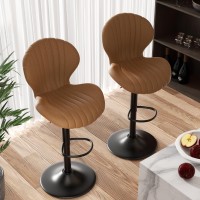 Nalupatio Bar Stools Set Of 2 Modern Swivel Bar Chairs Barstools Counter Height With High Backrest Easy 35 Minute Assembly Fo