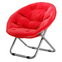 Mekek Portable Camping Chairs, Lightweight Foldable Moon Chair Round Chair Large Space Camping Beach Chair Fishing Stool For Dormitory Attic Reading Corner,Red