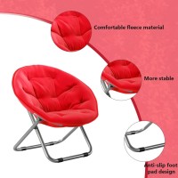 Mekek Portable Camping Chairs, Lightweight Foldable Moon Chair Round Chair Large Space Camping Beach Chair Fishing Stool For Dormitory Attic Reading Corner,Red