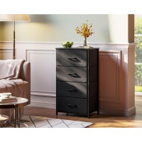 Aodk Dresser For Bedroom With 4 Storage Drawers Small Dresser Chest Of Drawers Fabric Dresser With Sturdy Steel Frame Black