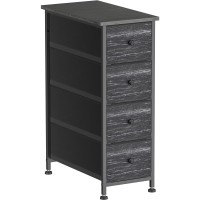 Yilqqper Narrow Dresser Storage Tower With 4 Drawers Slim Dresser Chest Of Drawers With Steel Frame Wood Top Golden Knobs Bl