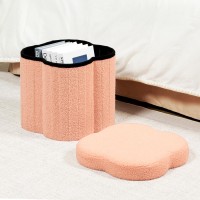 B Fsobeiialeo Storage Ottoman Cube Flowers Shaped Ottomans With Storage Foot Stool Footrest For Lving Room Boucle Ottoman Seat