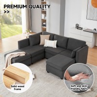 Wetrue Modular Sectional Sofa Convertible U Shaped Sofa Couch With Storage High Supportive Soft Sponges 6 Seat Modular Sect