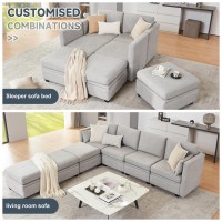 Weture 7 Seat Modular Sectional Sofa Grey Sofa With Storage U Shaped High Supportive Sponges Convertible Living Room