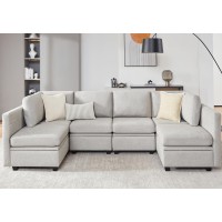 Wetrue Modular Sectional Sofa Convertible U Shaped Sofa Couch With Storage High Supportive Soft Sponges 6 Seat Modular Sect