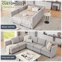 Wetrue Modular Sectional Sofa Convertible U Shaped Sofa Couch With Storage High Supportive Soft Sponges 6 Seat Modular Sect