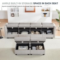 Wetrue Modular Sectional Sofa Convertible U Shaped Sofa Couch With Storage High Supportive Soft Sponges 6 Seat Modular Sect